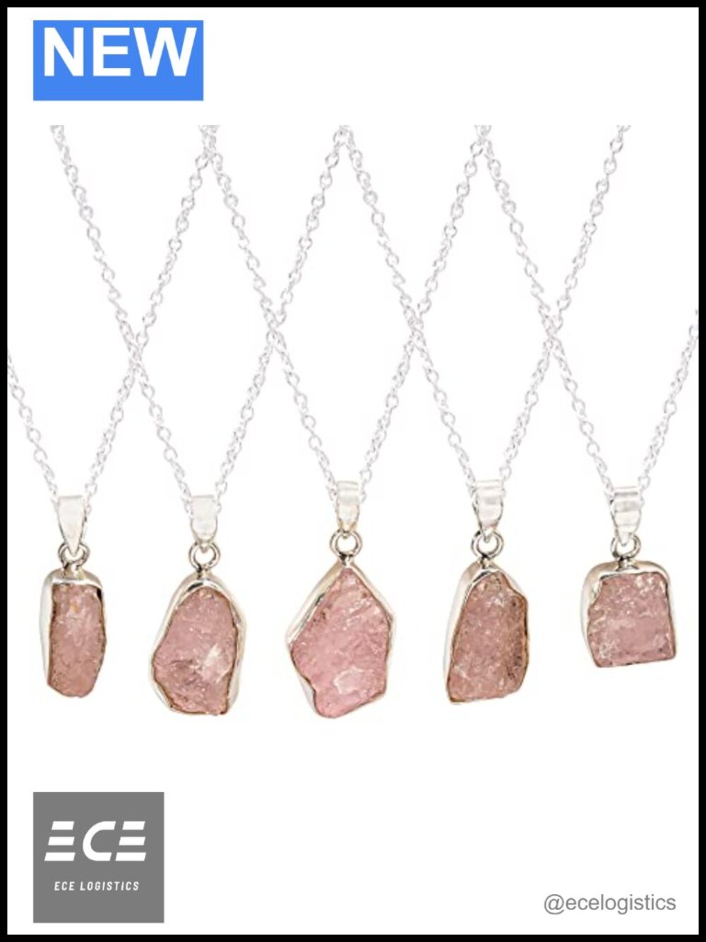 925 Sterling Silver Morganite Bezel Pendant Necklace Healing Natural Crystal